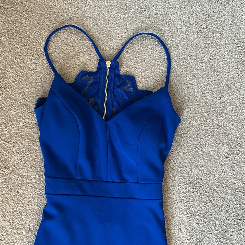 B. Darlin Size 3/4 long blue dress w lace back - Picture 2 of 5